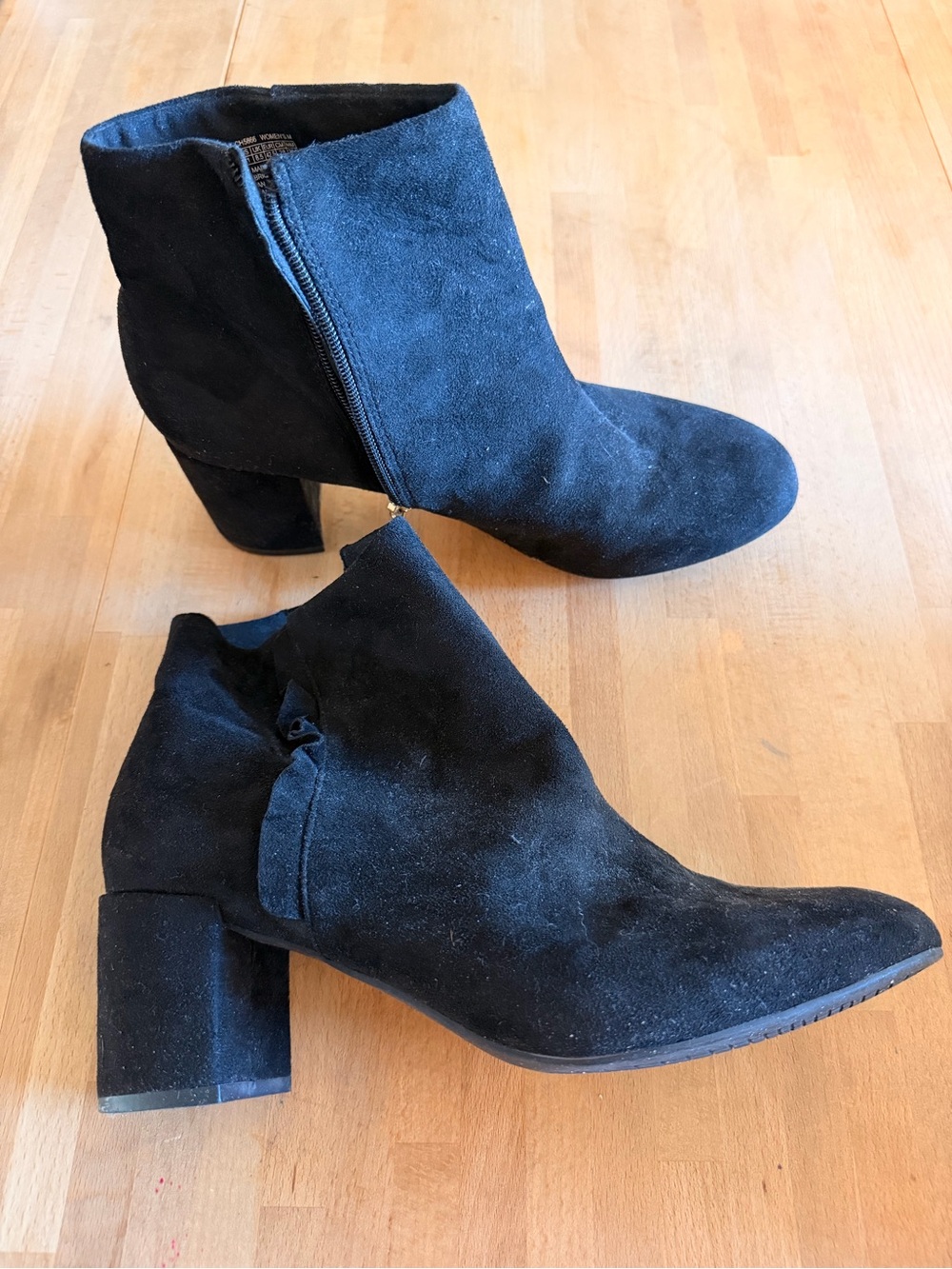 Rockport Total Motion “Oaklee” Black Suede Ankle Booties with Block Heel